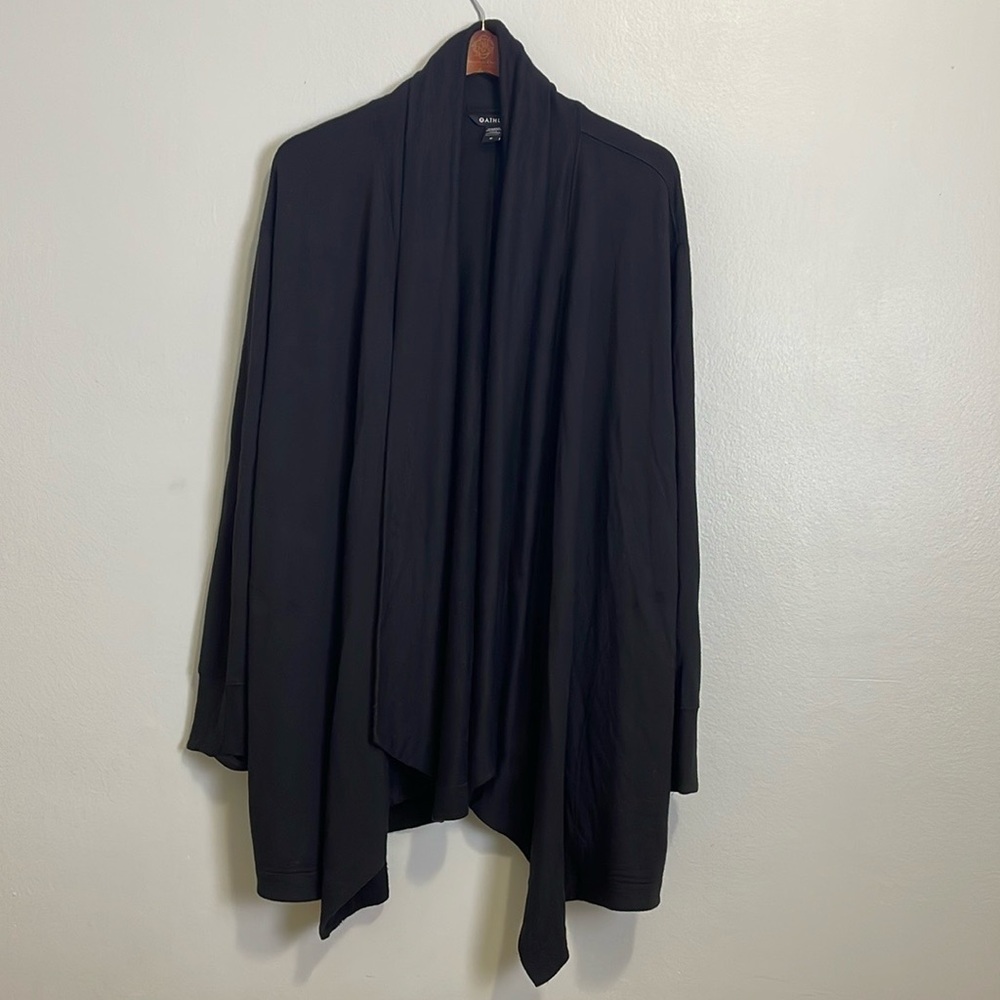 Athleta Black Draped Open-Front Cardigan Sweater
